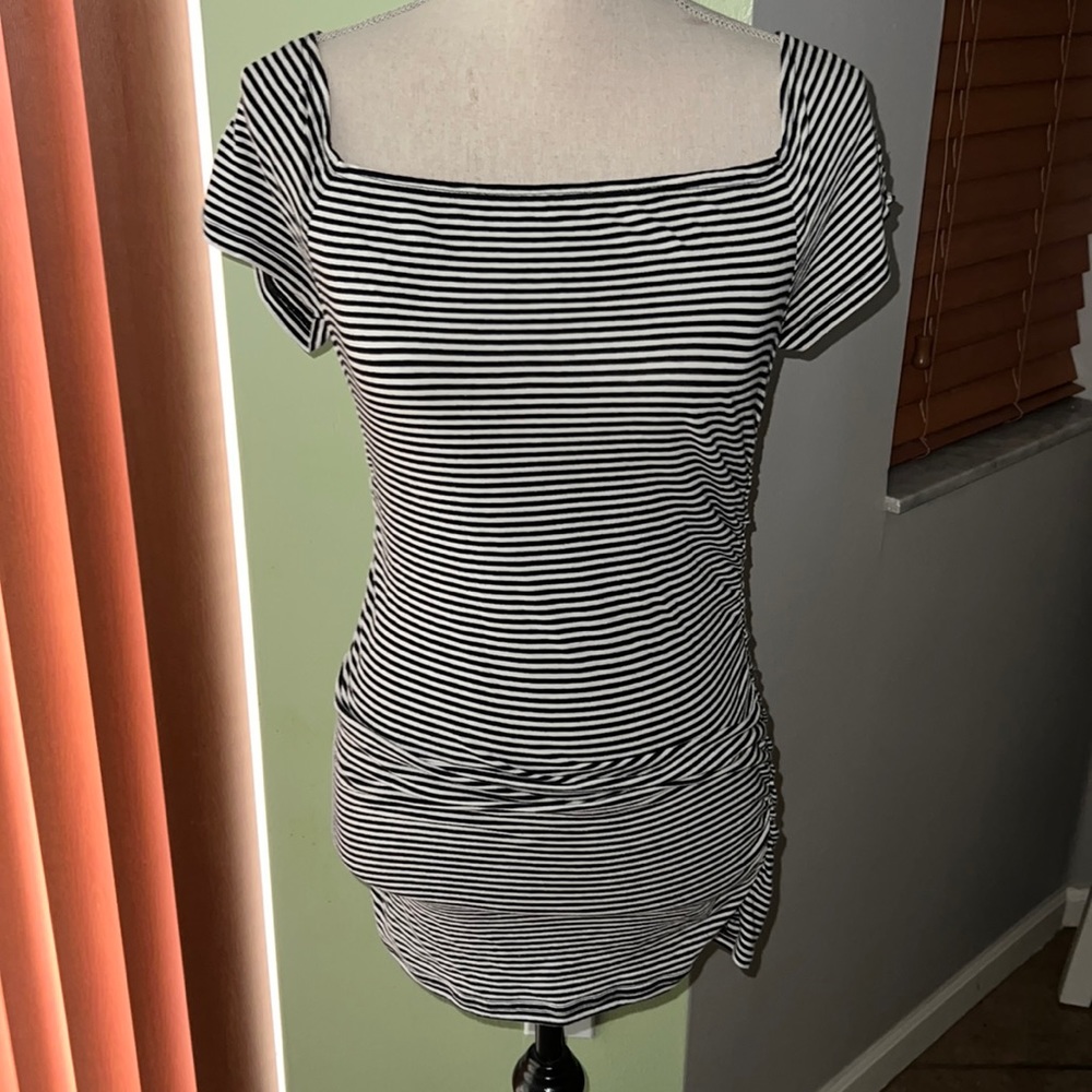 Next Era Couture Cinched Side Long Length Boatneck Top